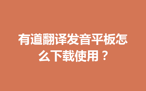 有道翻译发音平板怎么下载使用? 一
